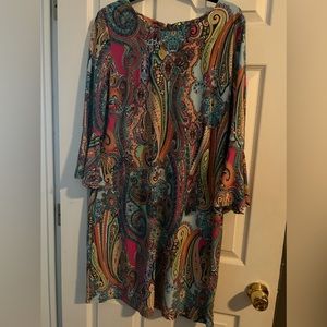 Tommy Hilfiger Paisley Print Bell Sleeve Dress size 16 Totally 60s LAST CHANCE